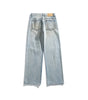 Washed and worn knee hole loose jeans for men eprolo