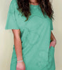 Mint Green Mineral Wash Flower Patchwork Mini T Shirt Dress Markonline