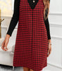 Red Houndstooth Print V Neck Sleeveless Mini Dress Markonline