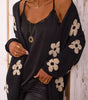 Black Floral Print Knitted Open Front Loose Cardigan Dear-Lover Dropshipping