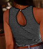 Black Striped Print Ribbed Knit Sleeveless Top Dear-Lover Dropshipping