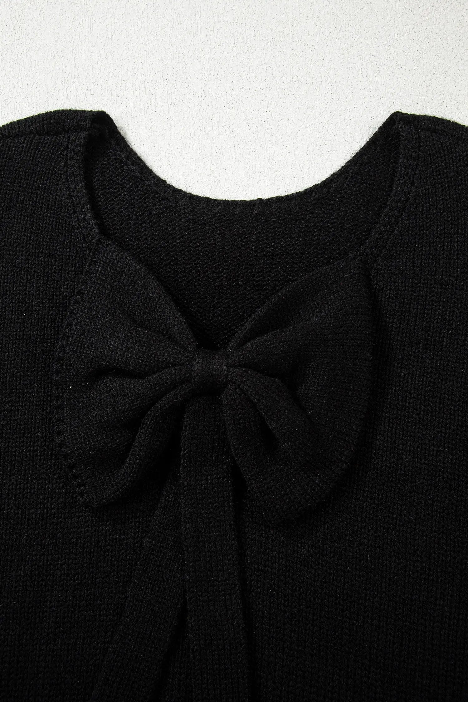 Black Bow Backless Bubble Sleeve Sweater Dear-Lover Dropshipping