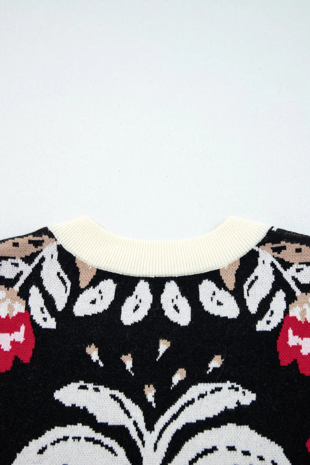 Black Floral Print Buttoned Front V Neck Knit Cardigan Dear-Lover Dropshipping