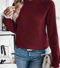 Burgundy Contrast Lace Frilled Trim Raglan Sleeve Sweater Dear-Lover Dropshipping