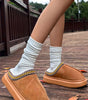 Chestnut Contrast Edge Suede Plush Lined Thick Sole Winter Slippers Markonline