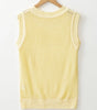 Yellow Solid Color Hollowed Knit Round Neck Sweater Vest Dear-Lover Dropshipping
