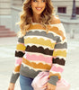 Yellow Wave Striped Balloon Sleeve Drop Shoulder Sweater Dear-Lover Dropshipping