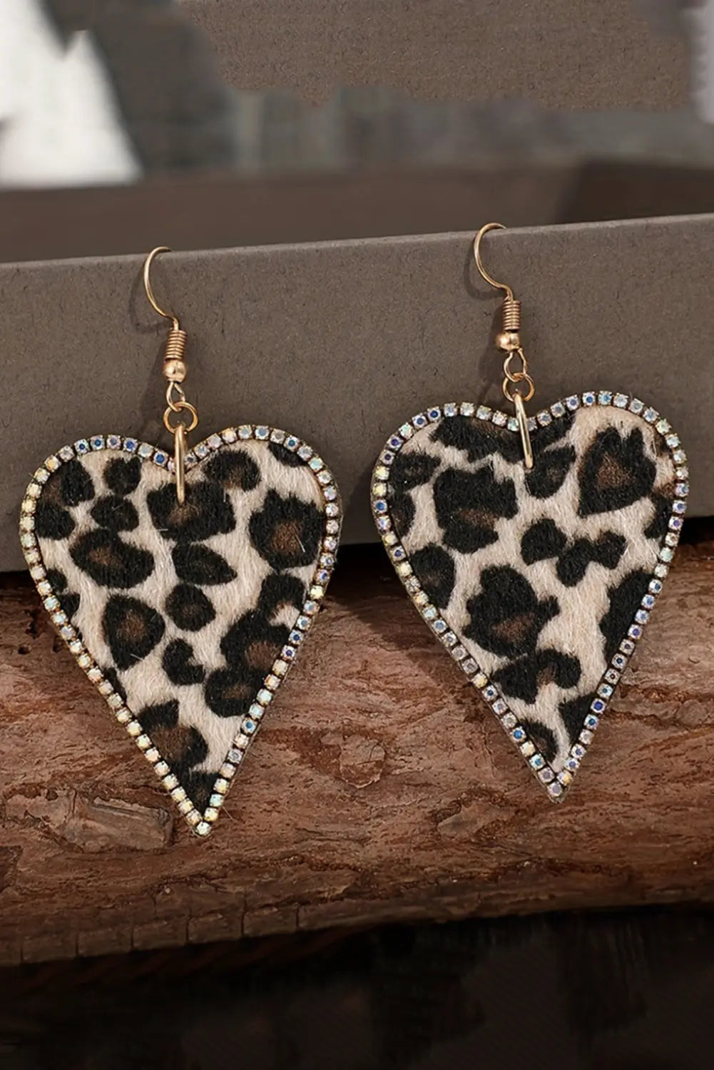 Multicolour Rhinestone Edge Leopard Print Heart Shape Earrings Dear-Lover Dropshipping