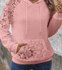 Gossamer Pink Lace Patchwork Raglan Sleeve Kangaroo Pocket Waffle Hoodie Dear-Lover Dropshipping