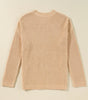 Apricot Cable Knit Drop Shoulder Side Slits Loose Sweater Dear-Lover Dropshipping