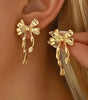 Gold Bow Knot Plated Alloy Stud Earrings Dear-Lover Dropshipping