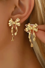 Gold Bow Knot Plated Alloy Stud Earrings Dear-Lover Dropshipping
