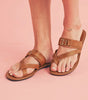 Chestnut Cross Toe Metal Buckle Leathered Flat Slippers Dear-Lover Dropshipping