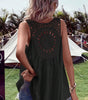 Black Bohemian Crochet Patchwork Sleeveless Tunic Markonline