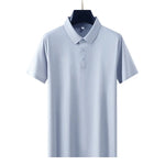 Men's Elastic Short Sleeve Polo Shirt with Snap Buttons Markonline