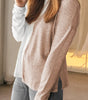 Khaki Colorblock Long Sleeve Crew Neck Top Dear-Lover Dropshipping