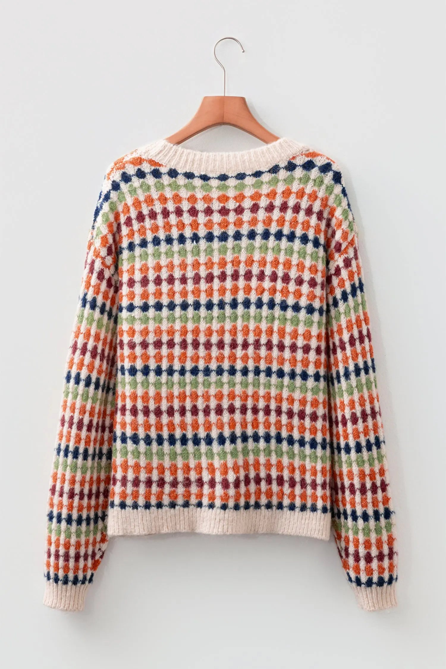 Multicolour Dotty Striped Pattern Knit Drop Shoulder Sweater Dear-Lover Dropshipping