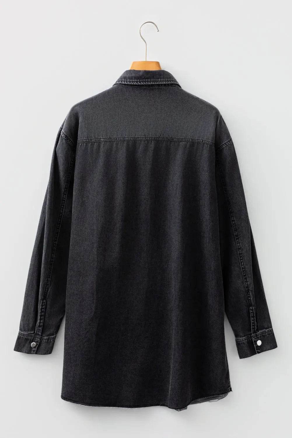 Medium Grey Beau Chest Pocket Raw Hem Denim Loose Shirt Dress Markonline