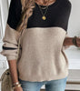 Parchment Color Block Knit Striped Sleeve Detail Casual Sweater Dear-Lover Dropshipping