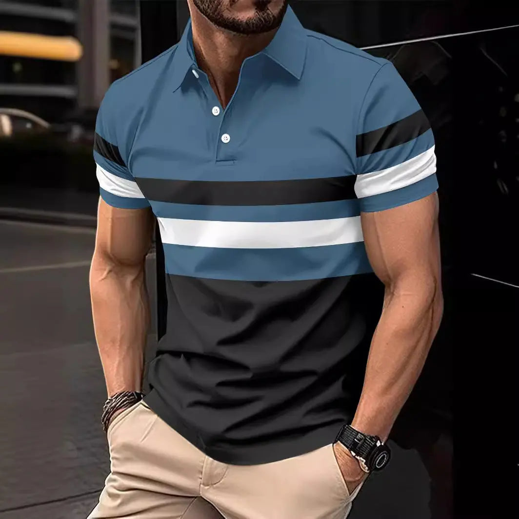 Polo striped men's sports polo shirt top Markonline