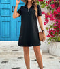 Black Textured Zipped Collar Shift Polo T Shirt Dress Markonline