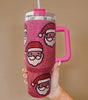 Rose Red Christmas Santa Claus Diamond Thermos Cup with Straw 40oz Dear-Lover Dropshipping