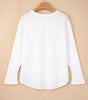 White Solid Color Waffle Ribbed Patchwork Dolman Sleeve Oversize Knit Top Markonline