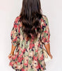 Green Floral Print Frilled Collar V Neck Half Sleeve Mini Dress Markonline