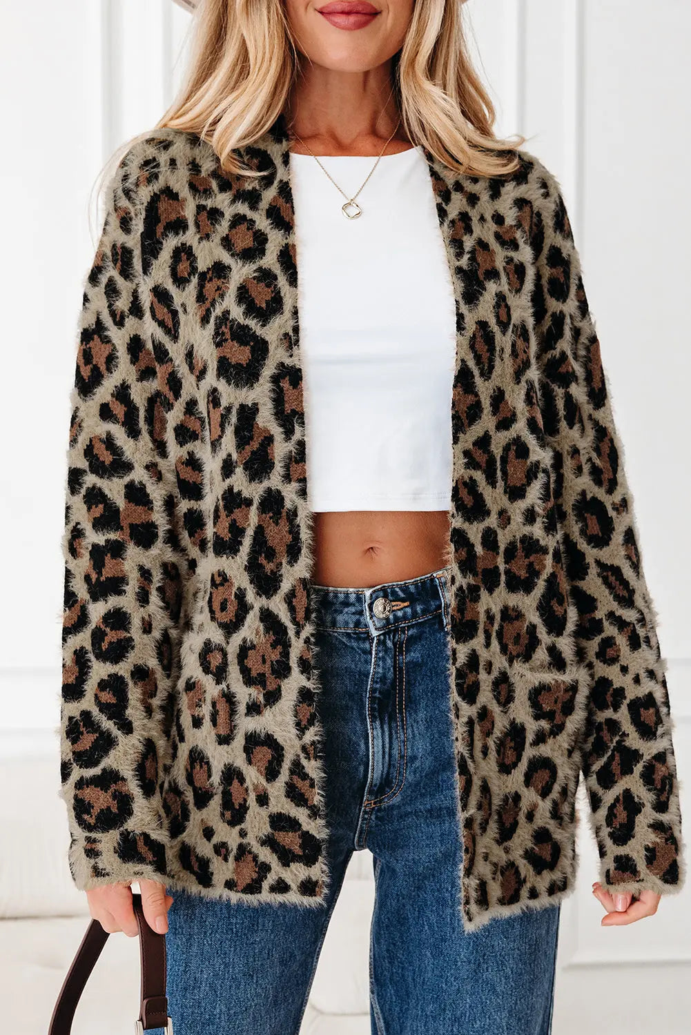 Brown Leopard Open Casual Cardigan Dear-Lover Dropshipping