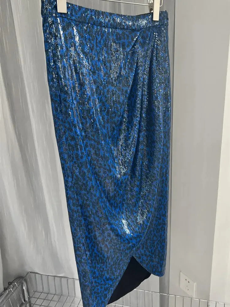 Summer New Women Skirt Sequin Embroidery High Waist Midi Skirt Markonline