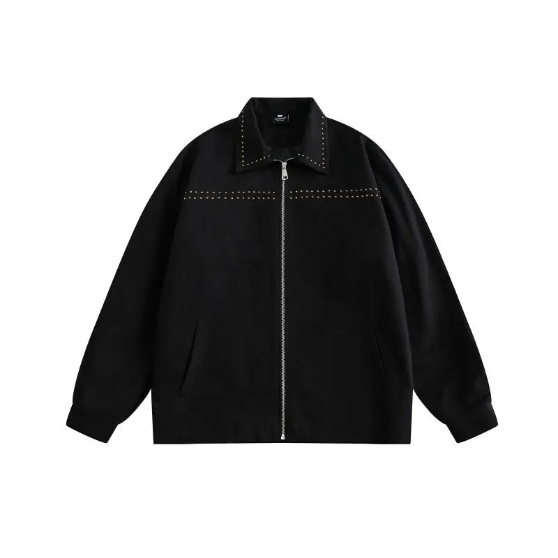 Jacket rivet lapel zipper jacket for men eprolo