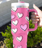 Rose Red Valentines Heart Printed Thermos Cup with Handle 40oz Dear-Lover Dropshipping