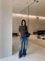 Split Pocket Design Jeans Women's Vintage Casual Straight Leg Pants Markonline