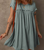 Mist Green Frilled Gathered Seam Round Neck T Shirt Dress Markonline