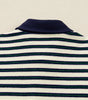 Navy Blue Striped Print Contrast Collar Zip V Neck Long Sleeve Top Dear-Lover Dropshipping