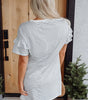 White Stripe Ruffled Short Sleeve Crew Neck T Shirt Shift Mini Dress Markonline