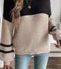 Parchment Color Block Knit Striped Sleeve Detail Casual Sweater Dear-Lover Dropshipping