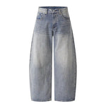 Water washed distressed wide leg jeans for men Markonline