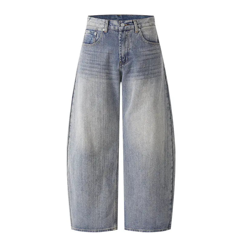 Water washed distressed wide leg jeans for men Markonline