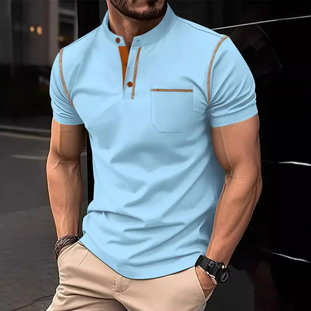 POLO shirt stand collar pocket men's sports polo shirt Markonline