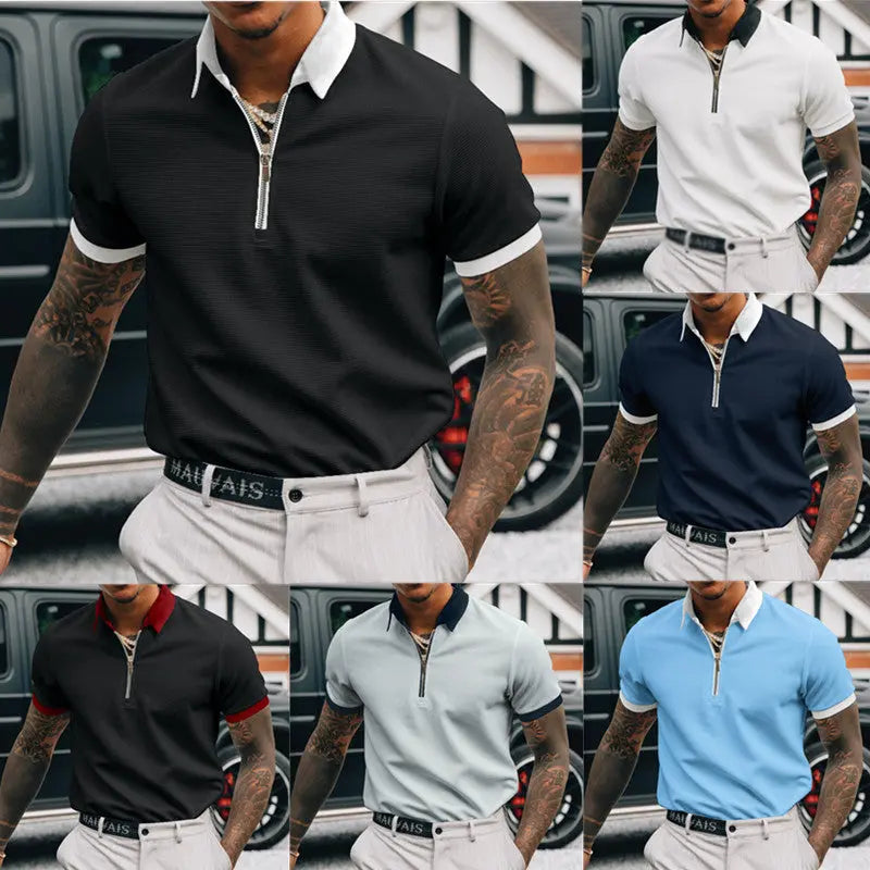 Solid color POLO zipper men's polo shirt T-shirt Markonline