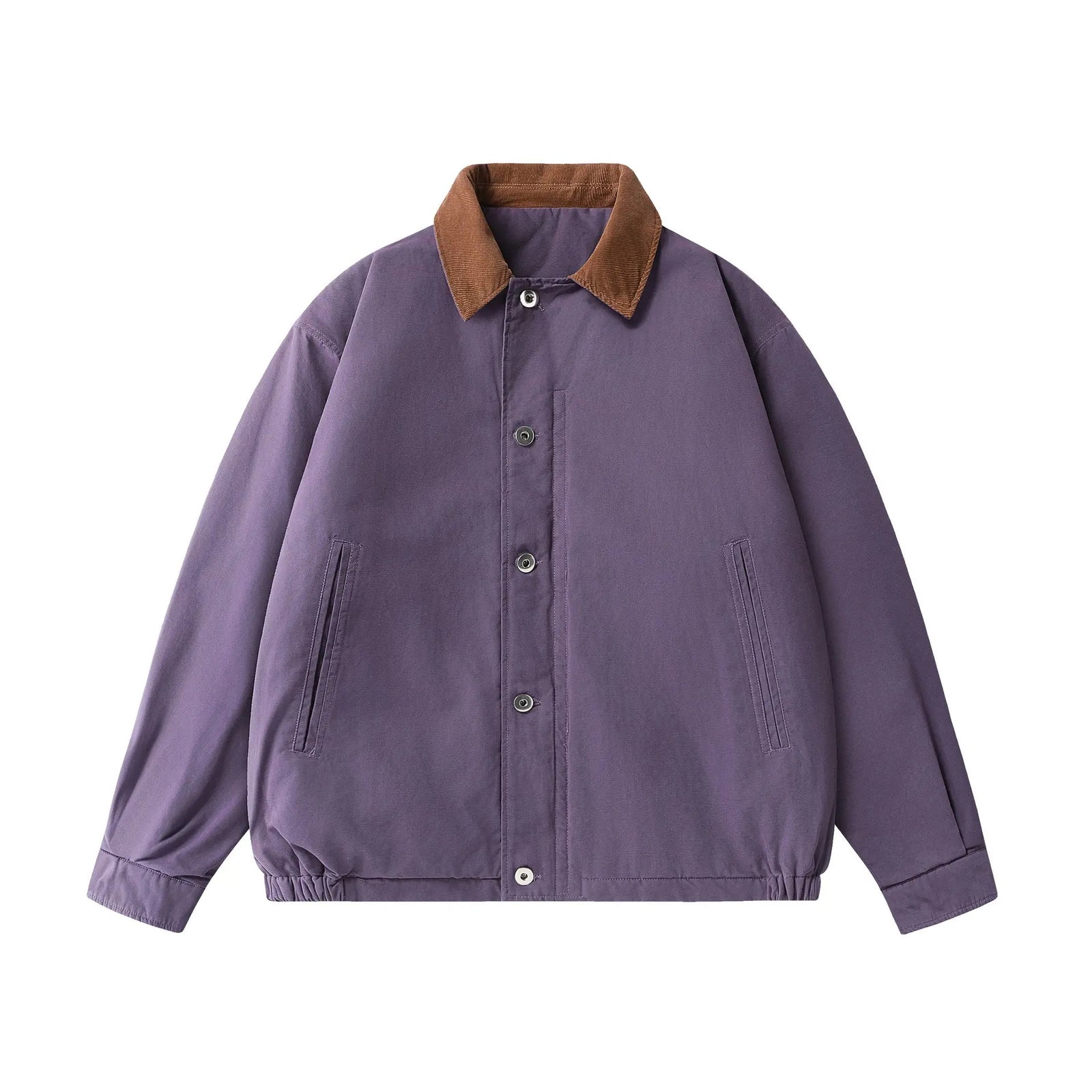 Color-Blocked Lapel Cotton Coat for Men Trendy Vintage Workwear Jacket