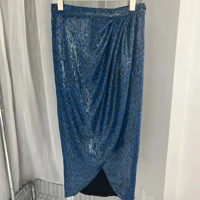 Summer New Women Skirt Sequin Embroidery High Waist Midi Skirt Markonline