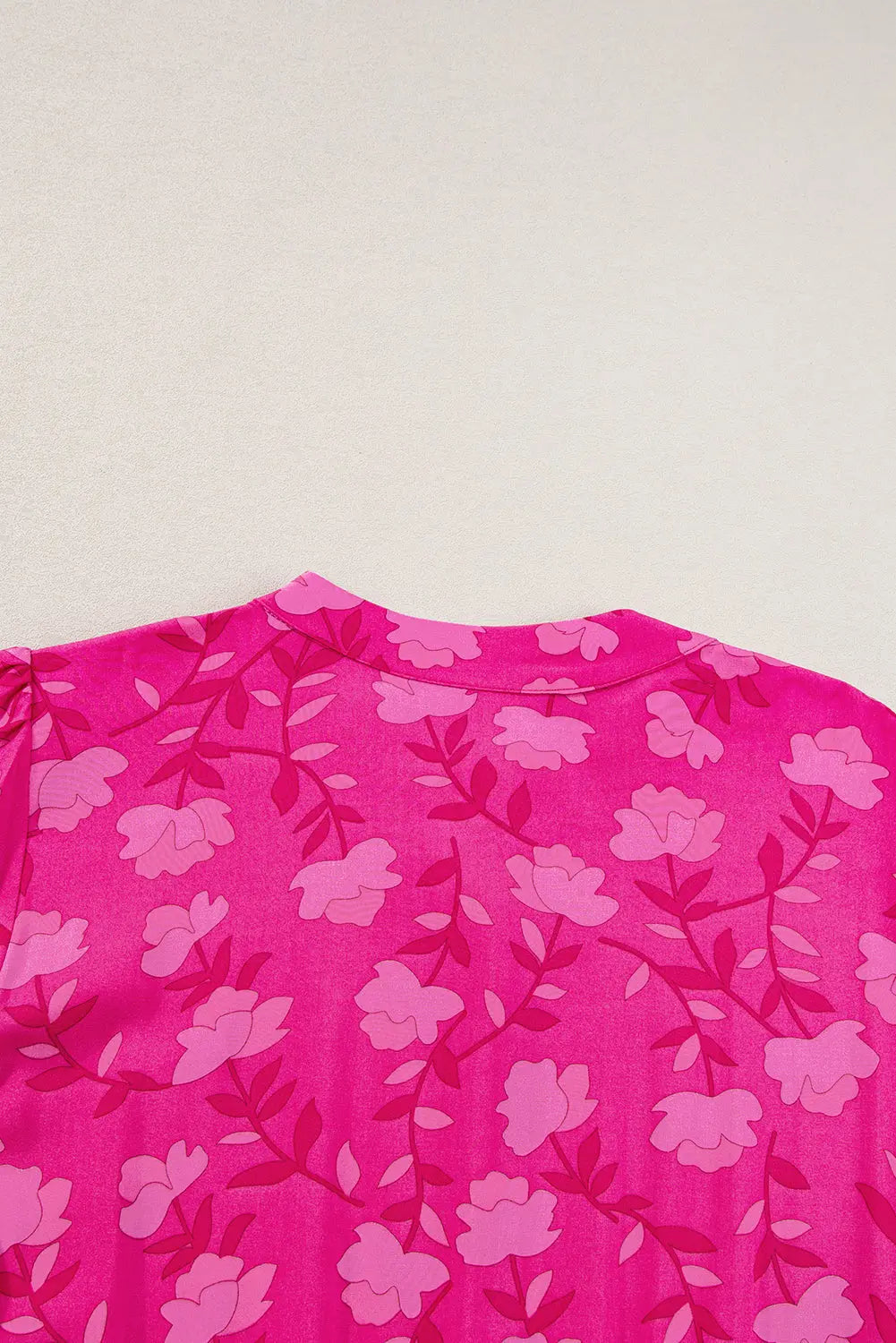 Rose Red Floral Print Pleated Drawstring Flowy Midi Dress Markonline