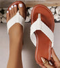 White Braided Strap PU Leather Flip Flop Markonline