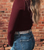 Coffee Ribbed Solid Color U Neck Cropped Long Sleeve Top Dear-Lover Dropshipping
