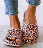 Pink Leopard Print Thick Sole Slip On Slippers Markonline