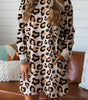 Khaki Leopard Long Sleeve Shift T Shirt Dress with Pockets Markonline