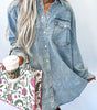 Beau Blue Chest Pocket Raw Hem Denim Loose Shirt Dress Markonline