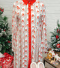 White Father Christmas Contrast Collar Button Front Long Sleeve A-line Mini Dress Markonline